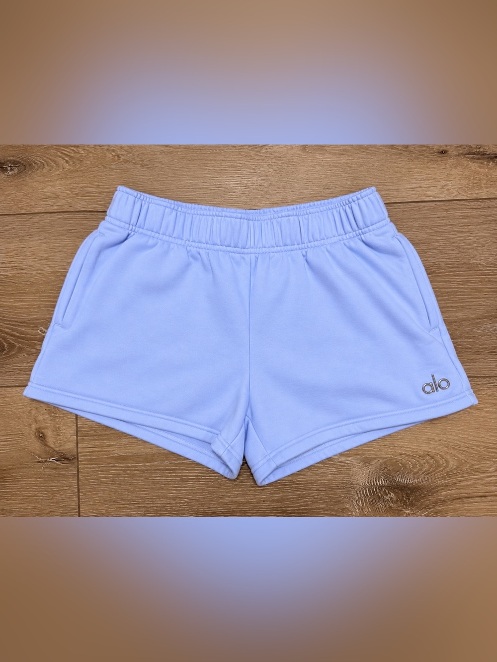 ALO Yoga Light Blue Athletic Accolade Shorts with Elastic Waist